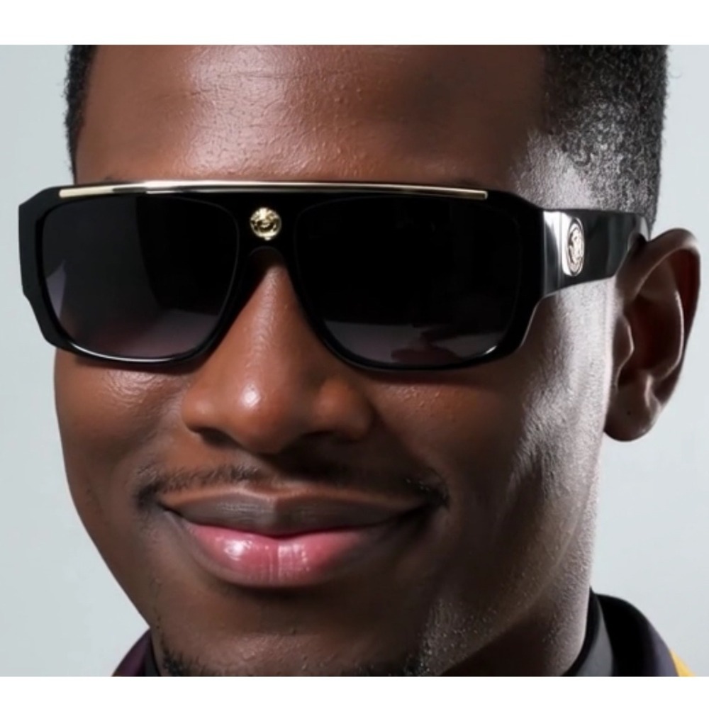 Large Thick Oversized Lion Head Flat Top Hip Hop Rapper Retro Fashion Sunglasses